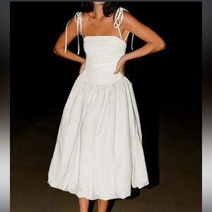 Commense Elegant White Women's Bubble Hem Dress